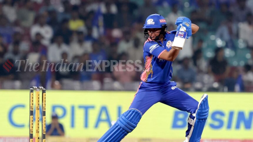 Harmanpreet began cautiously, conscious of the asking rate and the wickets lost, before shifting gears once she found her rhythm. (Express Photo by Narendra Vaskar)
