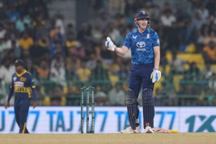 England captain Harry Brook in action against Sri Lanka during 2nd ODI in Colombo. (PHOTO: AP)