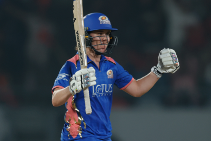 Mumbai Indians Nat-Sciver Brunt became the first centurion in WPL history during the match against Royal Challengers Bengaluru. (PHOTO: CREIMAS FOR WPL)