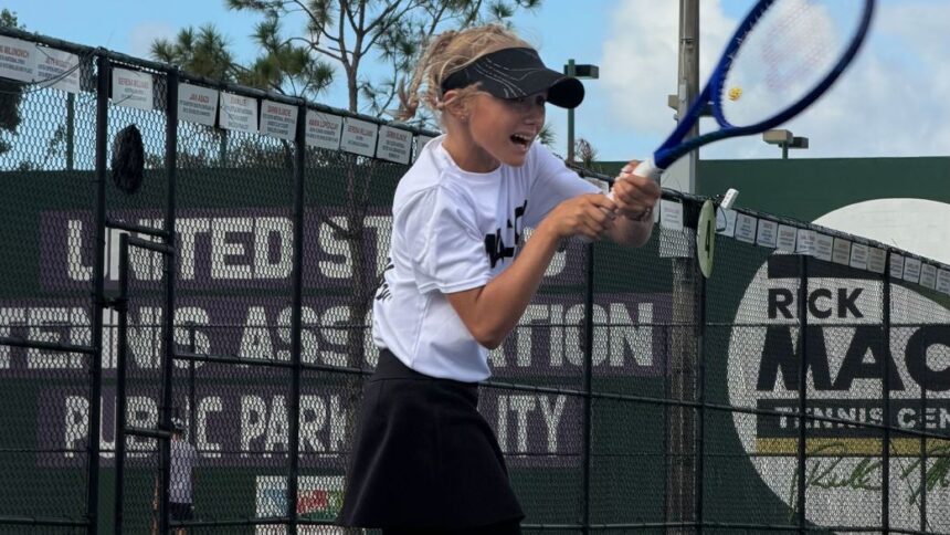 Vlada Hranchar plays tennis in an undated photo.