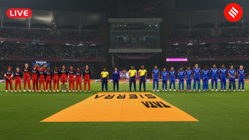WPL 2026 Today 16th Match, RCB vs MI Live Score: Follow Royal Challengers Bengaluru vs Mumbai Indians WPL match. (PHOTO: CREIMAS FOR WPL)