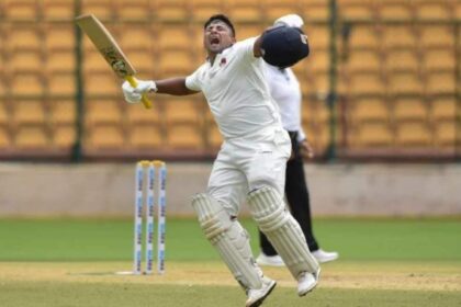 FILE IMAGE: Mumbai batter Sarfaraz Khan in action. (PTI)