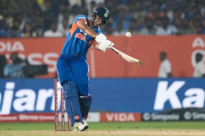 Indian all-rounder Shivam Dube in action during 4th T20I vs New Zealand in Vizag. (PHOTO: CREIMAS FOR BCCI)