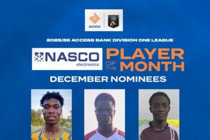 Kedzie Junior, Gabriel Osei, Wiliam Addo nominated for Access Bank Division One League NASCO December player of the month award