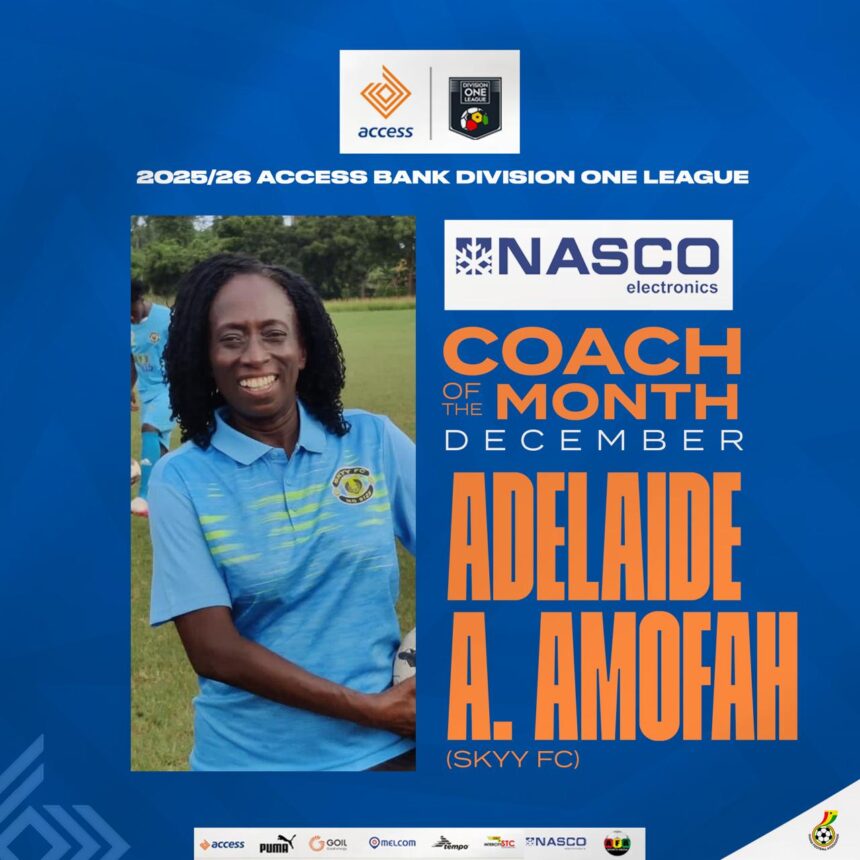 Adelaide Amofah bags NASCO Division One League Coach of the month award