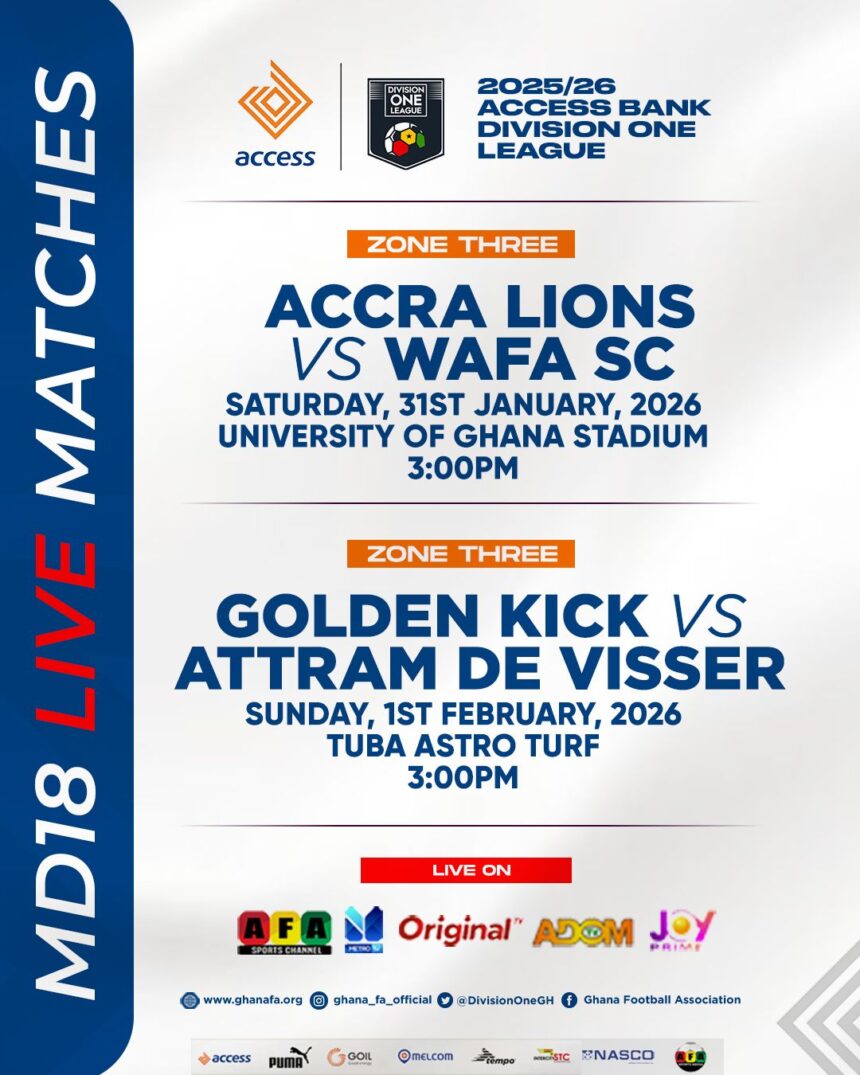 Access Bank Division One League: Two matches to air live on Matchday 18
