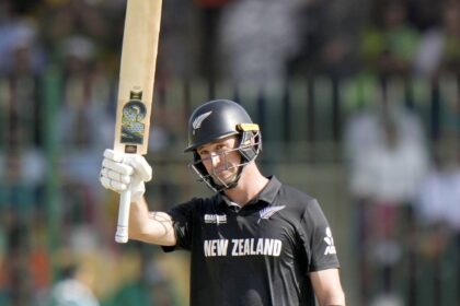 Will Young 1st century Champions Trophy NZ vs PAK