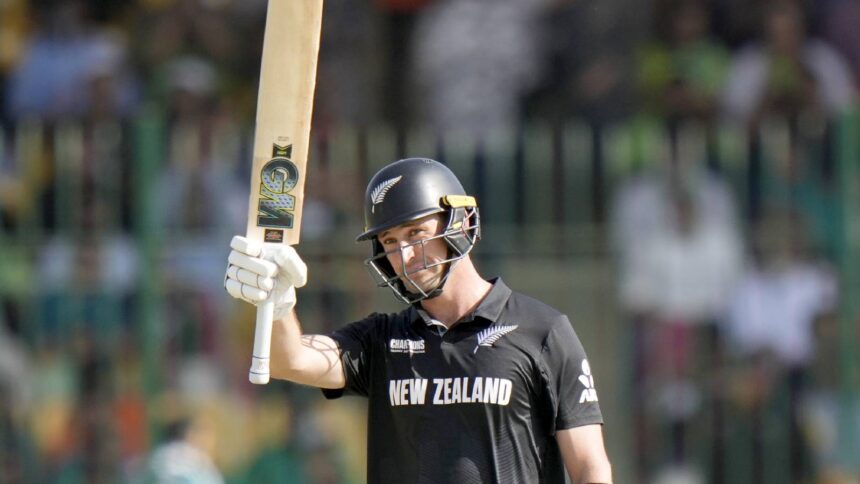 Will Young 1st century Champions Trophy NZ vs PAK