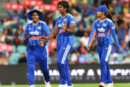 Arundhati Reddy snapped four wickets as Australia were bowled out in a home women's T20I for only the second time in history. (BCCI Women)