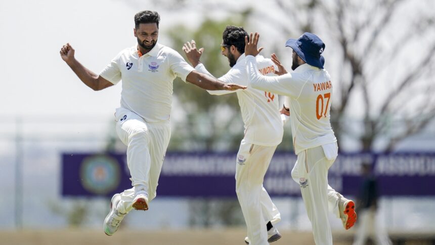 Auqib Nabi played a leading role throughout the campaign and he did the same in the final by dismantling the star-studded Karnataka batting lineup. (PTI Photo)
