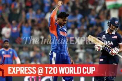 India Vice Captain Axar Patel in action during T20 World Cup 2026 match vs USA. (Express photo by Narendra Vaskar)