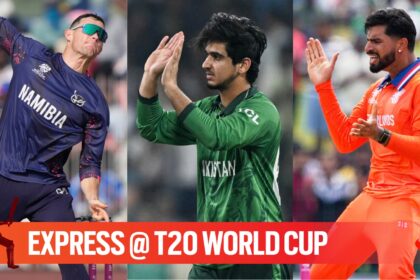 L-R: Namibia's Gerhard Erasmus, Pakistan's Saim Ayub and Netherlands' Aryan Dutt have disturbed Indian batting attack during T20 World Cup 2026 league phase. (PHOTO: AP & ICC)