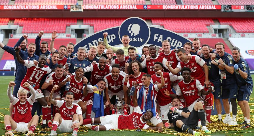 Taste of victory: Arsenal's last major trophy came in 2020 with victory against Chelsea in the English FA Cup final.