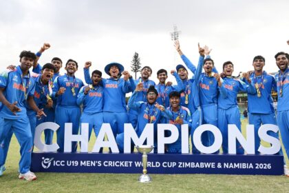 India defeated England by 100 runs in the final at Harare Sports Club on Friday to lift the title for the sixth time. (ICC Photo)