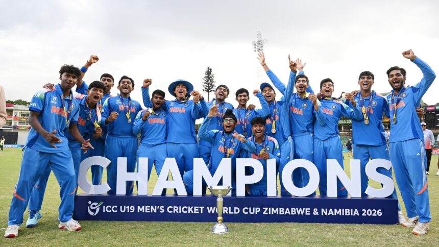India defeated England by 100 runs in the final at Harare Sports Club on Friday to lift the title for the sixth time. (ICC Photo)