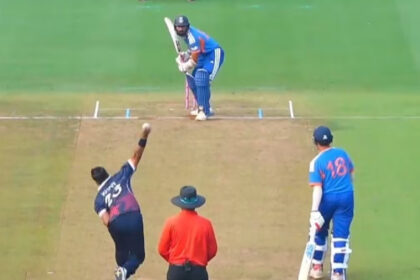 N Jagadeesan slammed a 47-ball hundred for India A in the T20 World Cup warm-up match against USA. (JioHotstar screengrab)