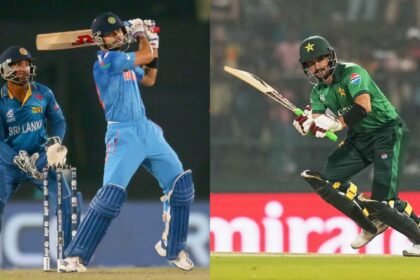 Sahibzada Farhan (R) broke Virat Kohli's record for scoring most runs in a single T20 World Cup edition. (PHOTO: X/AP)