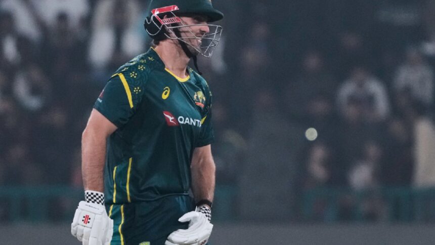 Australia's Mitchell Marsh reacts as he walks off the field after his dismissal during the second T20 cricket match between Pakistan and Australia, in Lahore, Pakistan, Saturday, Jan. 31, 2026. (AP Photo)