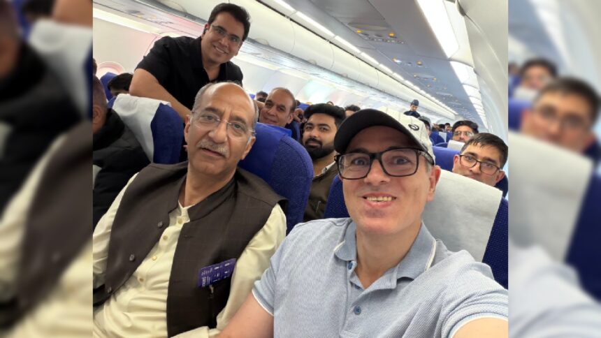 Jammu & Kashmir Chief Minister Omar Abdullah posted this image on Twitter while announcing that he was headed to Hubbali to watch the state cricket team script history in the Ranji Trophy. (Photo: @OmarAbdullah/X)