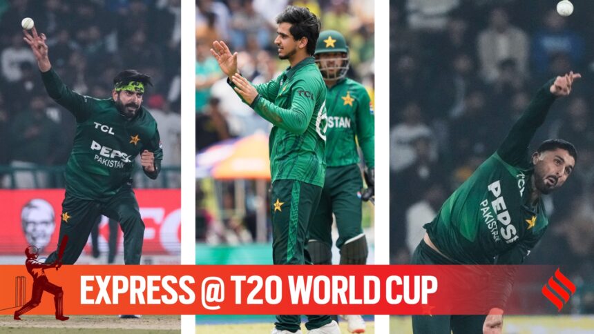 (From left) Pakistan spinners Usman Tariq, Saim Ayub and Abrar Ahmed will be key at the T20 World Cup. (PHOTOS: AP)