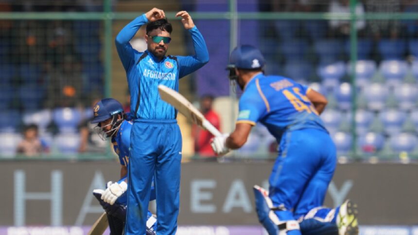 Rashid reached the milestone in the ICC T20 World Cup game against the UAE in Delhi on Monday. (AP Photo)