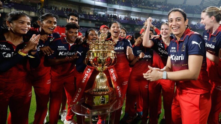 Smriti Mandhana's Royal Challengers Bengaluru clinched their second WPL title after beating Delhi Capitals by six wickets. (PHOTO: CREIMAS FOR WPL)