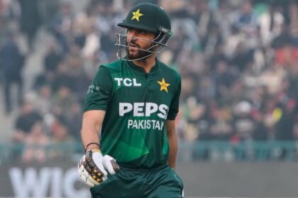 Pakistan's Salman Ali Agha walks off the field after his dismissal during the third T20 cricket match between Pakistan and Australia, in Lahore, Pakistan, Sunday, Feb. 1, 2026. (AP Photo)