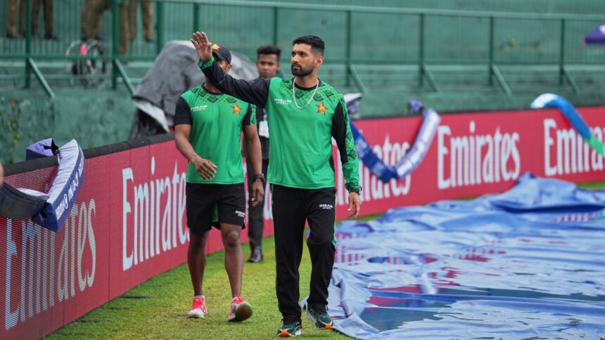 Zimbabwe skipper Sikander Raza acknowledges the support from travelling fans in Pallekele. (PHOTO: AP)