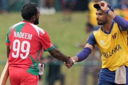 Sri Lanka recorded the highest total of T20 World Cup 2026 and defeated Oman by 105 runs in Pallekele. (PHOTO: AP)