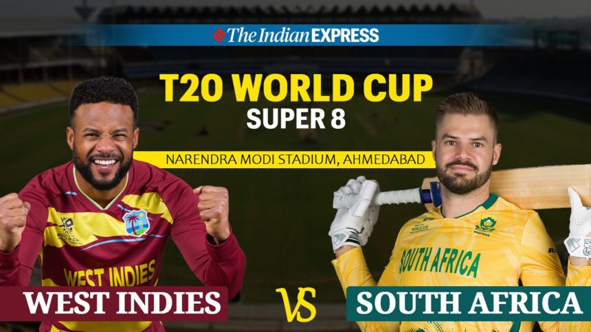 WI vs SA Live Cricket Score: The game features a battle between two of the last undefeated teams in the T20 World Cup.