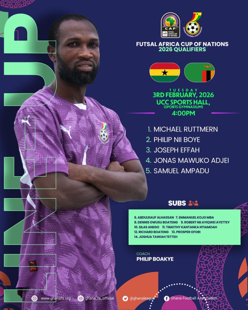 Futsal coach Philip Boakye names squad for Zambia Qualifier