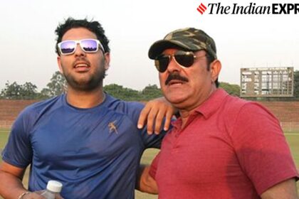 Former India cricketer Yuvraj Singh with his father Yograj Singh. (Source: Express Archive Photo)