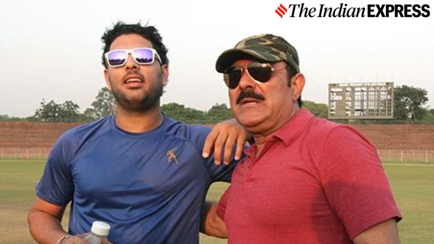 Former India cricketer Yuvraj Singh with his father Yograj Singh. (Source: Express Archive Photo)