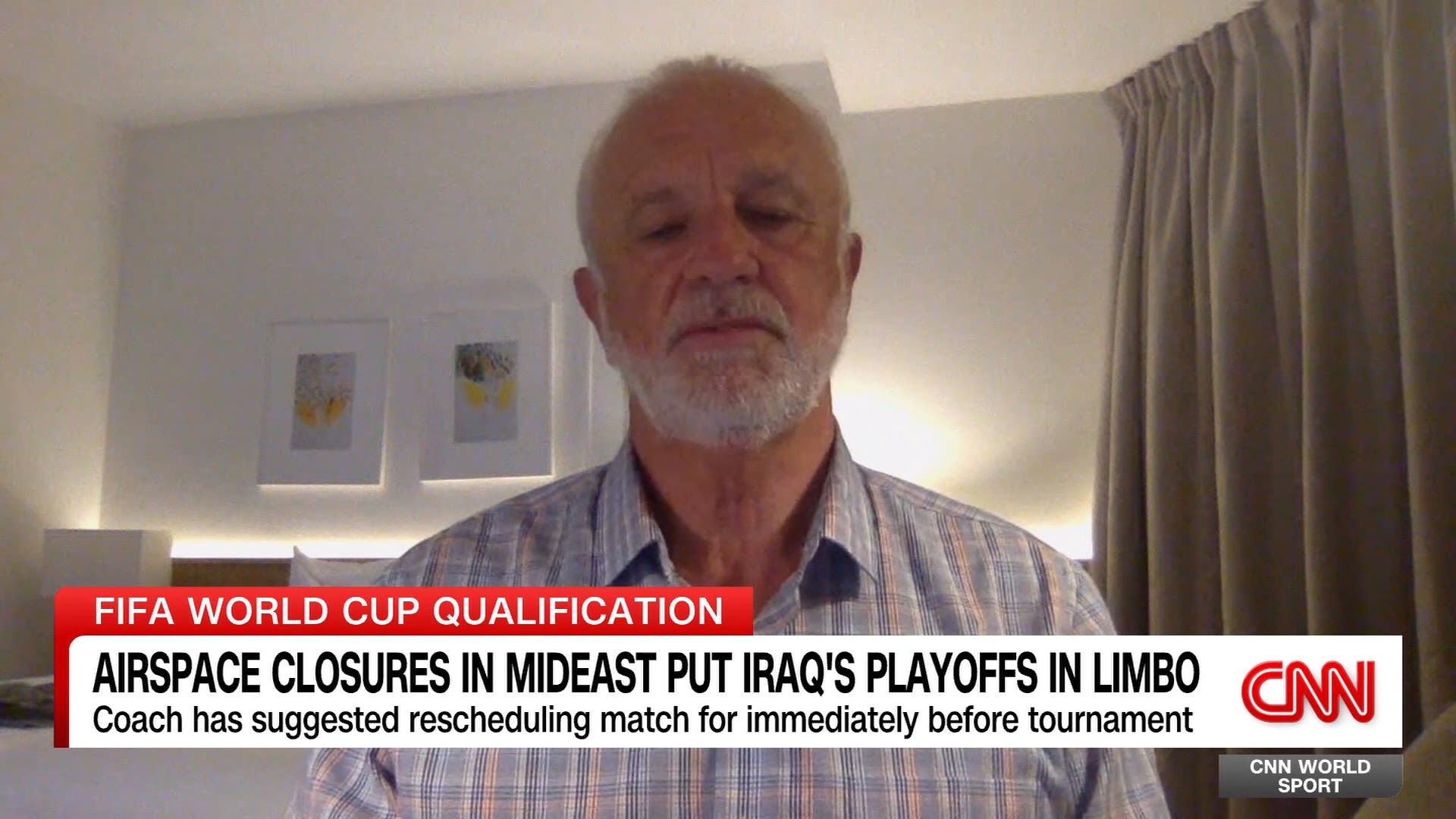 <p>Iraq's participation in the inter-confederation playoffs in Mexico that will decide two berths at this year's World Cup is in doubt because of the travel chaos triggered by the conflict in neighbouring Iran. The Iraqis are scheduled to play the winners of an earlier tie between Bolivia and Suriname in Monterrey on March 31 for a spot at the World Cup finals but are concerned they might not be able to get everyone to Mexico. Their head coach has been speaking with World Sport's Don Riddell.</p>