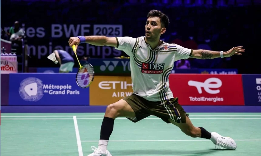 Lakshya Sen in action at 2025 BWF World Championships