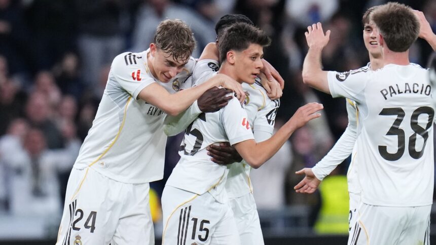 Guler spotted Elche goalkeeper Matias Dituro off his line with the scoreline reading 3-1 in Real Madrid's favour (AP Photo)