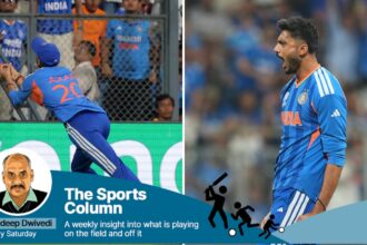 Axar Patel had proven again that it is belief that drives players to run like maniacs and push human limits to the brink. (Express Photo by Narendra Vaskar/AP Photo)