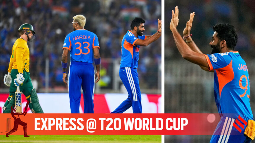 Ace Indian pacer Jasprit Bumrah castled Ryan Rickelton and Roston Chase with his slow deliveries. (PHOTO: AP)