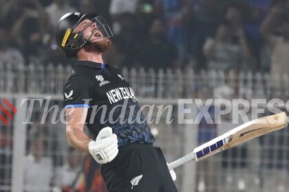 Finn Allen, the swashbuckling right-hander underlined the importance of the pre-tournament India series. (Express Photo by Partha Paul)