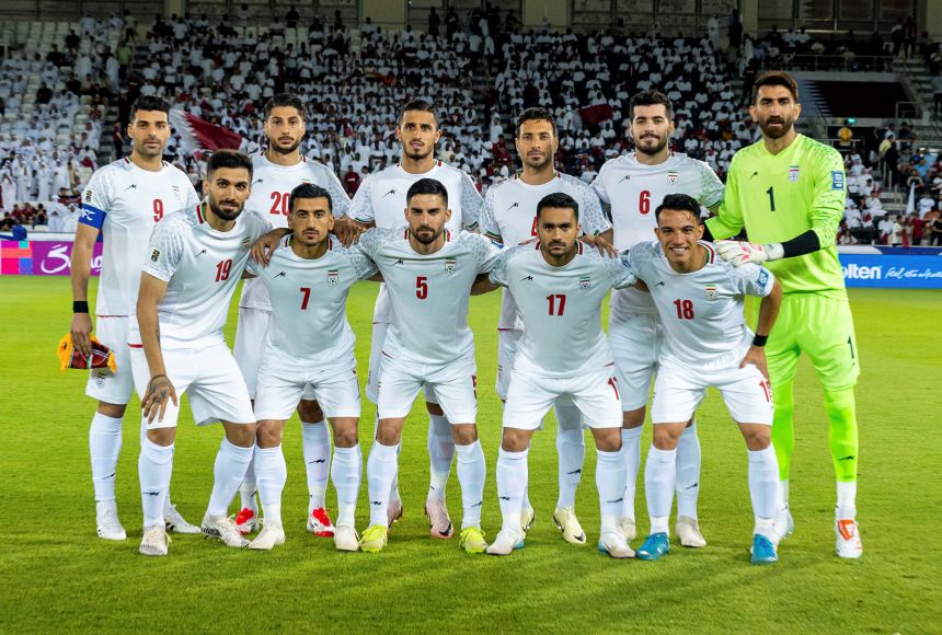 Players of Iran pose for a team photo prior to the 2026 FIFA World Cup Asian Qualifiers match against Qatar on June 5, 2025.