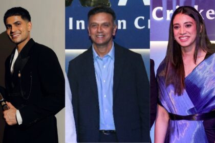 Indian cricketers Shubman Gill, Rahul Dravid and Smriti Mandhana during BCCI Naman awards 2026. (PHOTO: X & ANI & PTI)