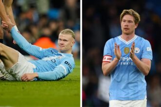 Ever since Kevin de Bruyne l(R) eft Manchester City, Erling Haaland’s main supply line appears to have shrunk. (AP/Reuters Photo)