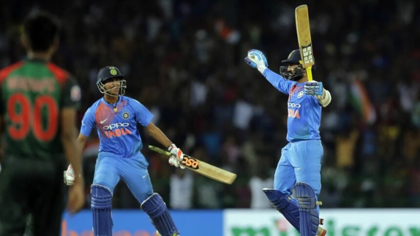 Karthik faced just eight balls in the match and he stayed unbeaten on a whopping 29 runs. (AP Photo)