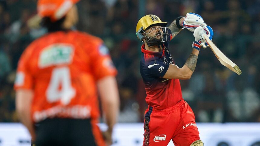 Virat Kohli straight six RCB vs SRH IPL 2026