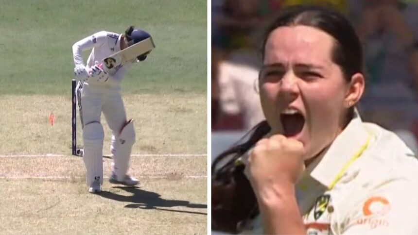 Lucy Hamilton picked up the prized wicket of India opener Smriti Mandhana with an absolute peach on Friday. (X)
