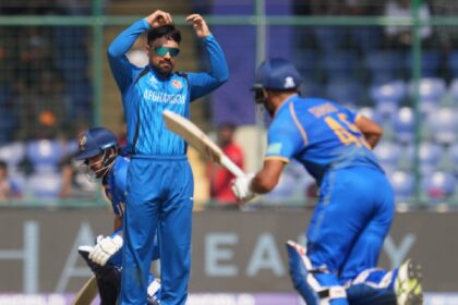 Rashid Khan became the first player to take 700 T20 wickets over the course of the 2026 T20 World Cup. (AP Photo)