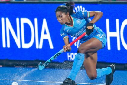 In midifield, captain Salima is joined by Neha, Sunelita Toppo, Sakshi Rana, Vaishnavi Vitthal Phalke, Rutaja Dadaso Pisal, and Deepika Soreng. (Hockey India Photo)