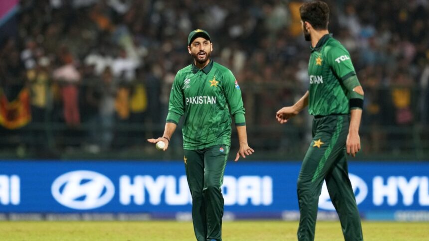 Pakistan skipper Salman Ali Agha with Shaheen Ali Agha during T20 World Cup Super 8 match vs Sri Lanka. (PHOTO: AP)