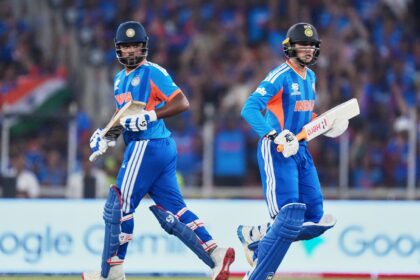 Abhishek and Samson put up an opening partnership of 98 runs that came in just 43 balls which set the tone for India in the final. (AP Photo)