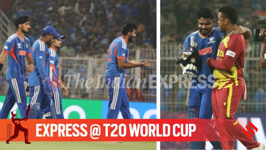 India reached semifinals of the T20 World Cup 2026 after beating West Indies in the Super 8 match in Kolkata. (Express photo by Partha Paul)